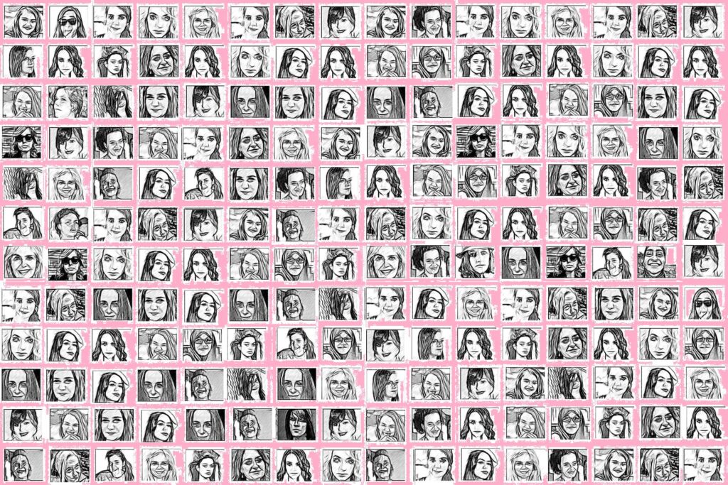 figura com a foto de várias mulheres